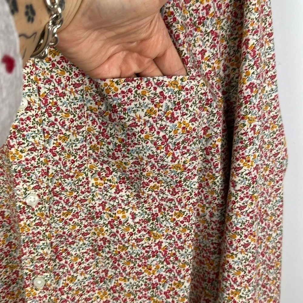 J. Crew Men Ditzy Floral Print Long Sleeve Button Down Lg Shirt Slim Flex Washed